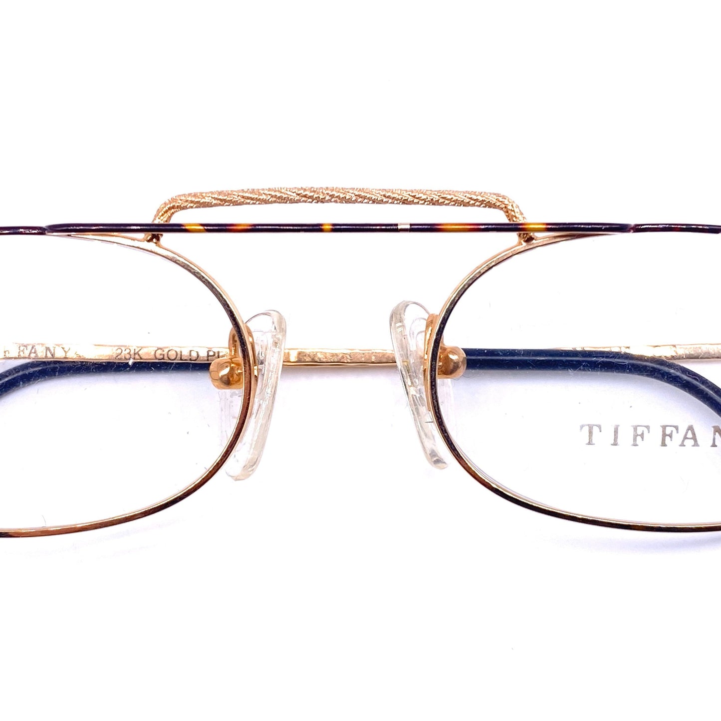 Tiffany T44 oval reading eyeglasses frames, 23k Gold filled, made in Italy 1980s NOS