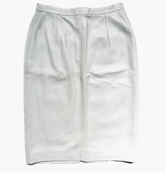 Cristina de Braud ice grey leather pencil skirt, NOS 90s sz 48