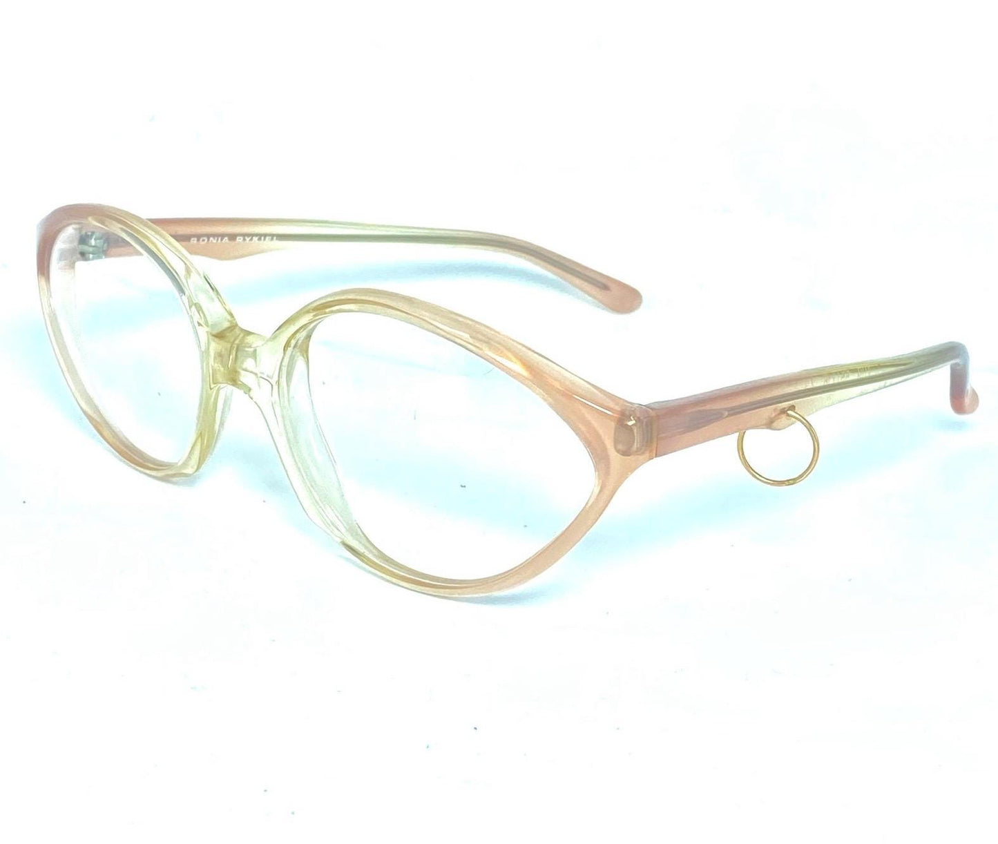 Sonia Rykiel 2119 clear oval ladies frames w pieced temples and pink fading , NoS 80s France