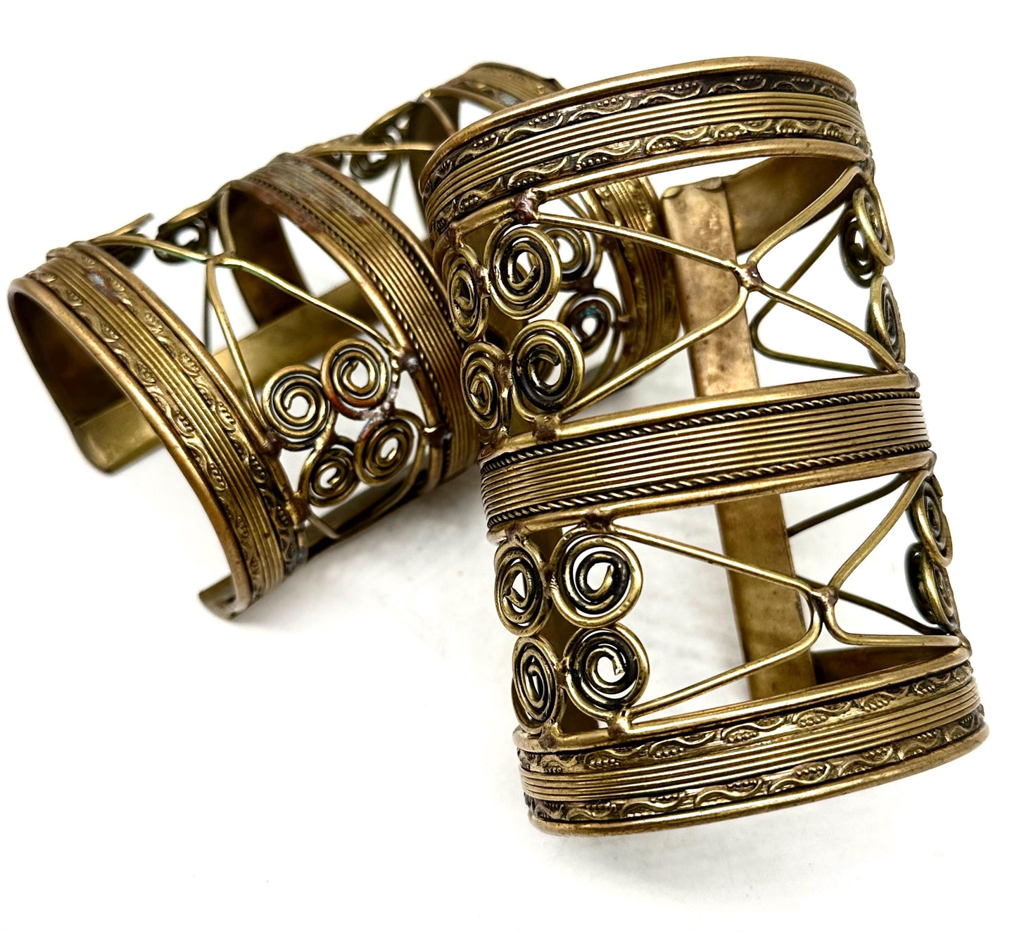 Indian traditional brass cable bangles, adjustable size, pair or single