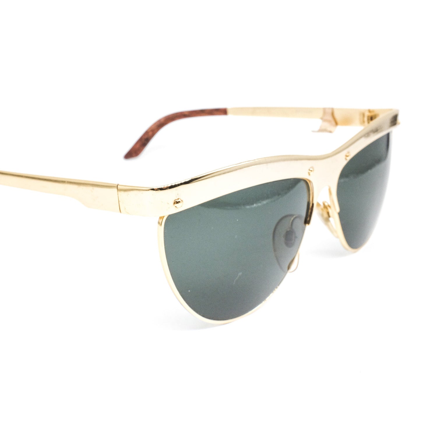 Fiorucci fancy vintage gold satin metallic sunglasses, Made in Italy 1980s NOS