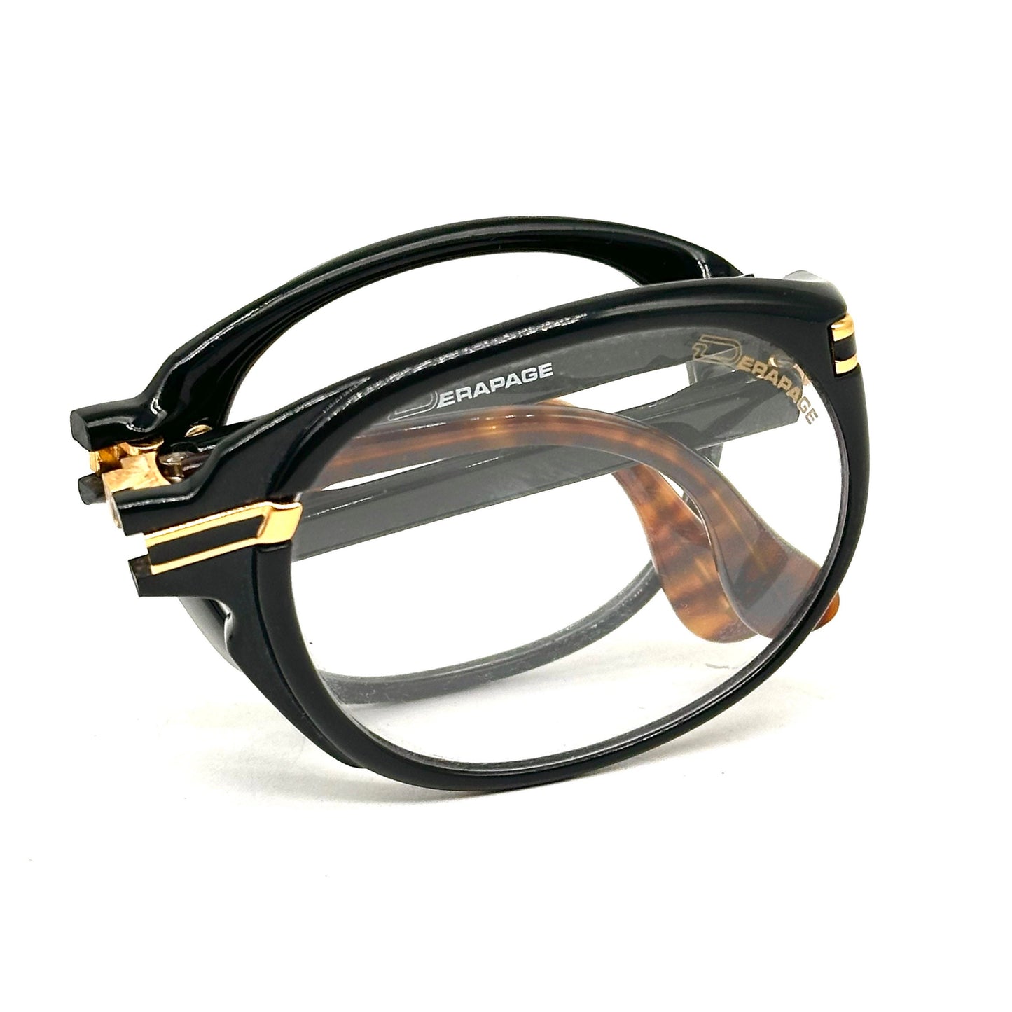 Dérapage black folding aviator eyeglasses frames hand made in Italy, NOS 80s Mint