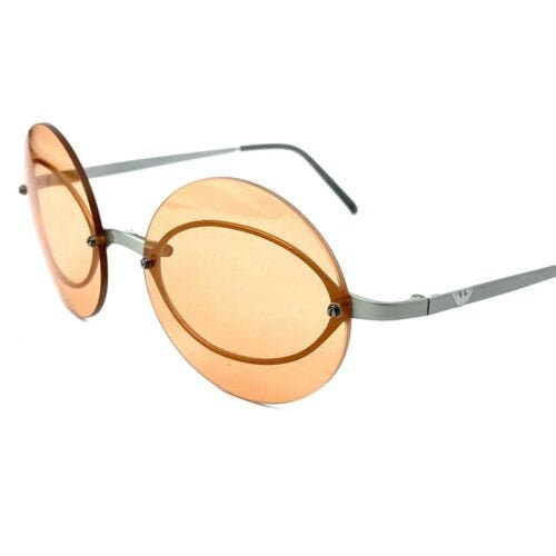 Armani Round Avant Garde Rimless Sunglasses Orange Tinted Lenses,NOS 90s iTA