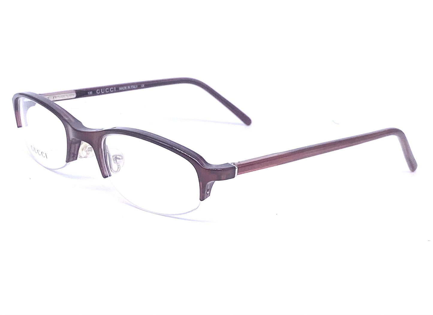 Gucci GG1406 minimalist oval wine color half rimmed glasses frames, NOS 90s Italy