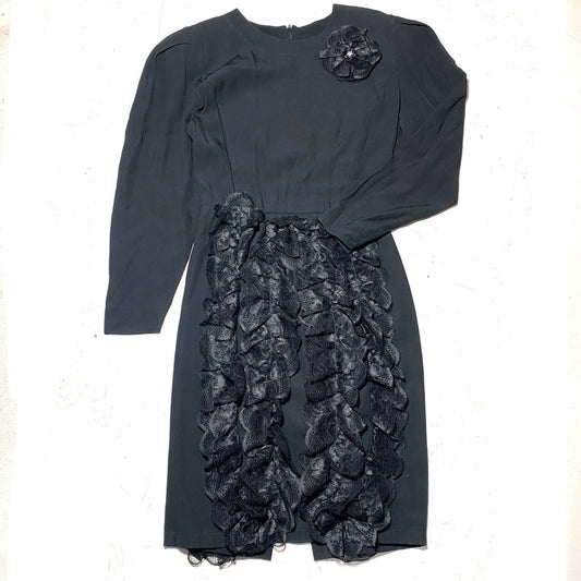 Narda “Magie Noire” elegant goth / dark ladies black evening dress with laces, new with tags, stunning