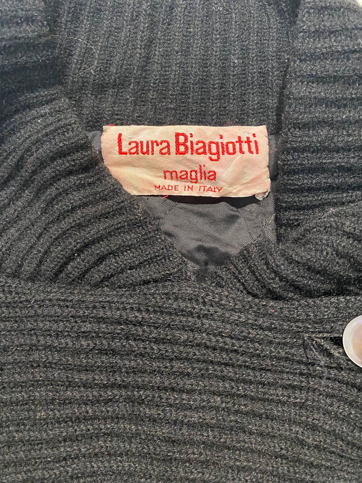 Laura Biagiotti brown/black zebra pattern wool knitted jacket w quilted lining, mint sz M