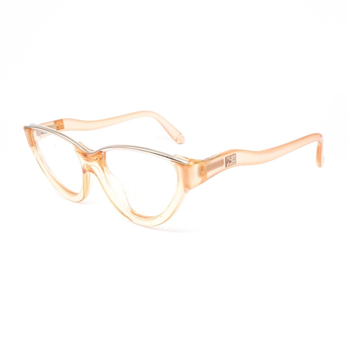 Christian Lacroix 7304 designer cateye frsmes with wavy gold browline, 80s nos Germany; 2 colors