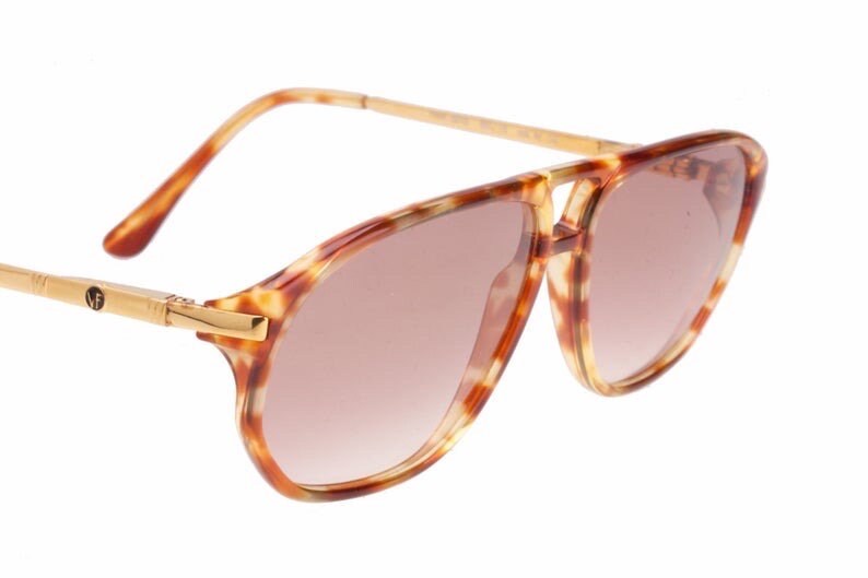 Von Furstenberg Demi blonde cello aviator sunglasses w Golden metal temples, NOS