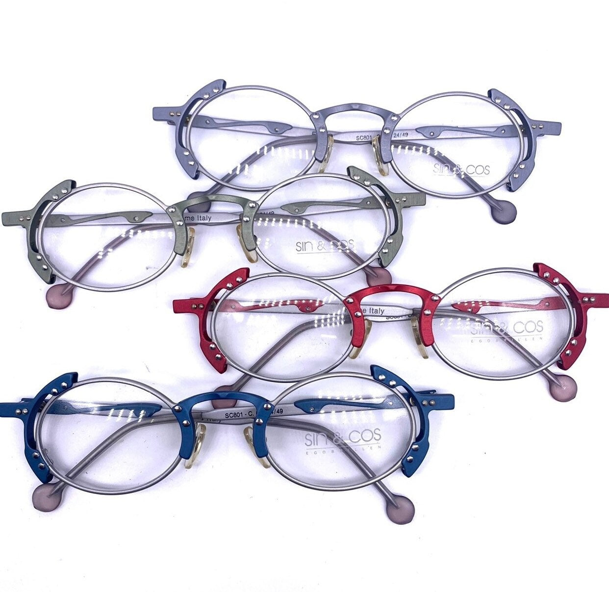 Sin & Cos SC801 oval steampunk eyeglasses, coming in 4 different colors, Italy NOS 90s