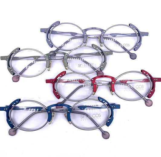 Sin & Cos SC801 oval steampunk eyeglasses, coming in 4 different colors, Italy NOS 90s
