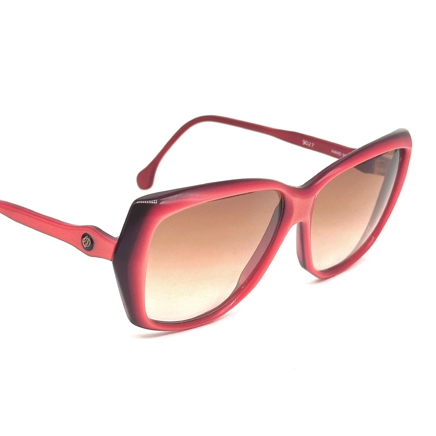 Ch. Dunhill magenta butterfly square sunglasses hand made in Italy, 80s NOS