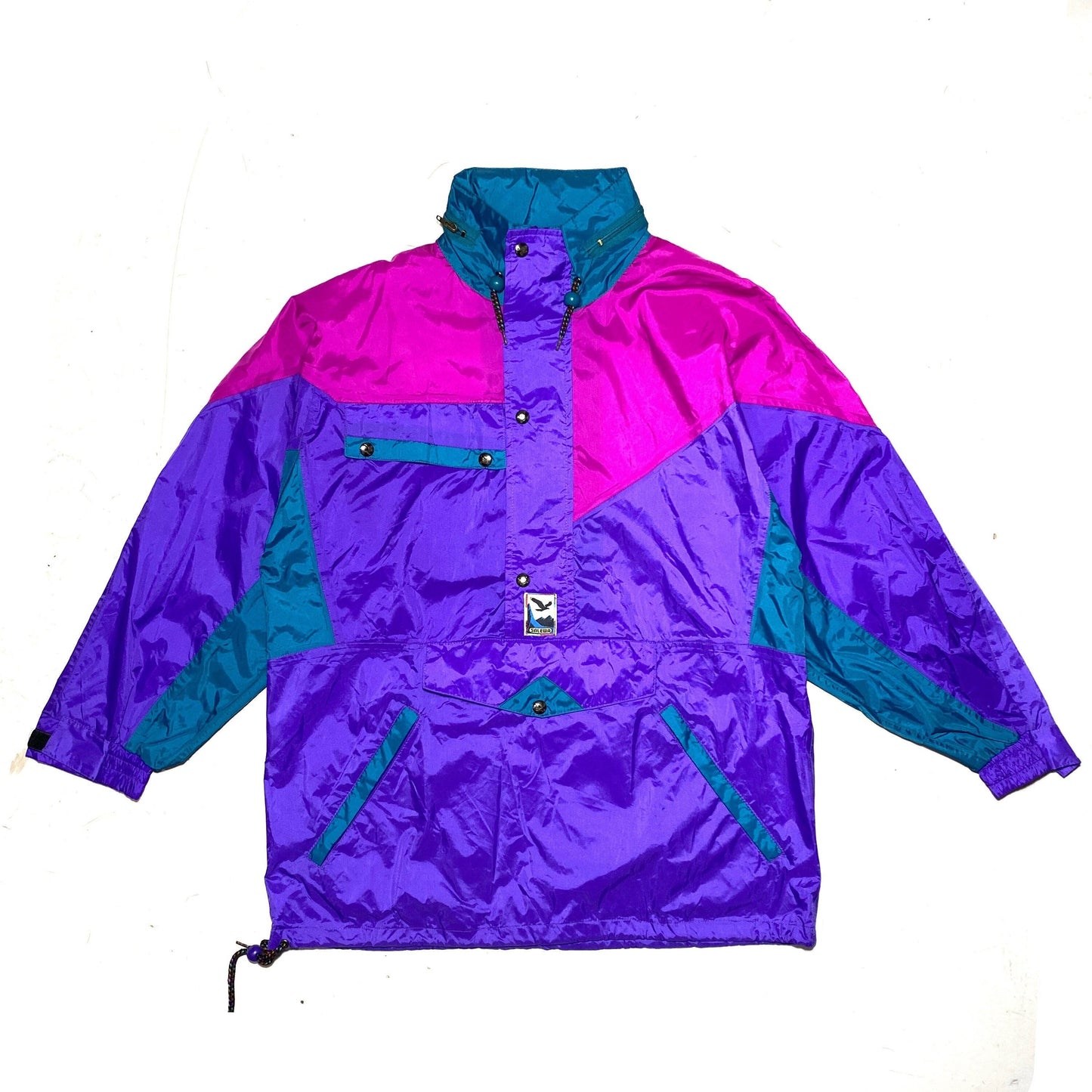 Salewa purple/green/fucsia rain jacket with extractable hood, new with tags made in Italy
