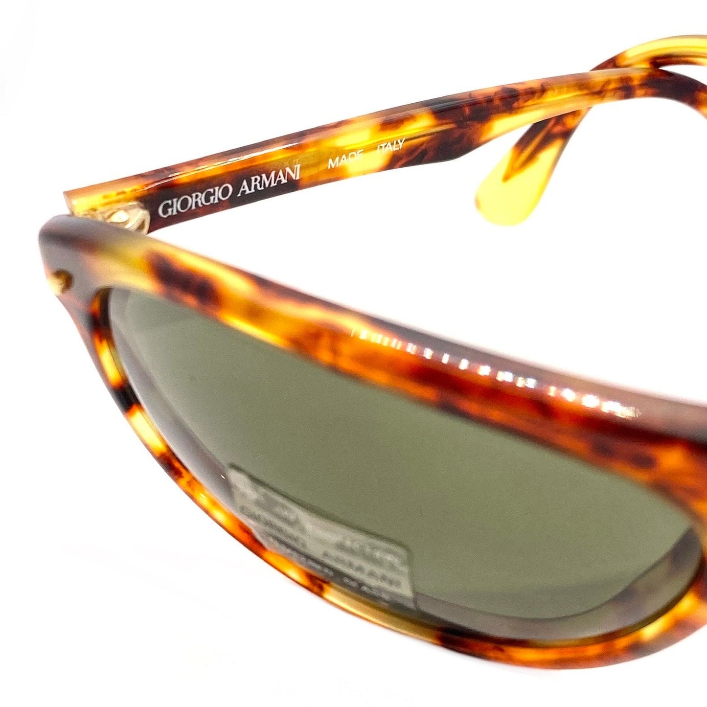 Emporio Armani 811 tortoise wrap sunglasses w tempered crystal lenses, NoS 80s Italy