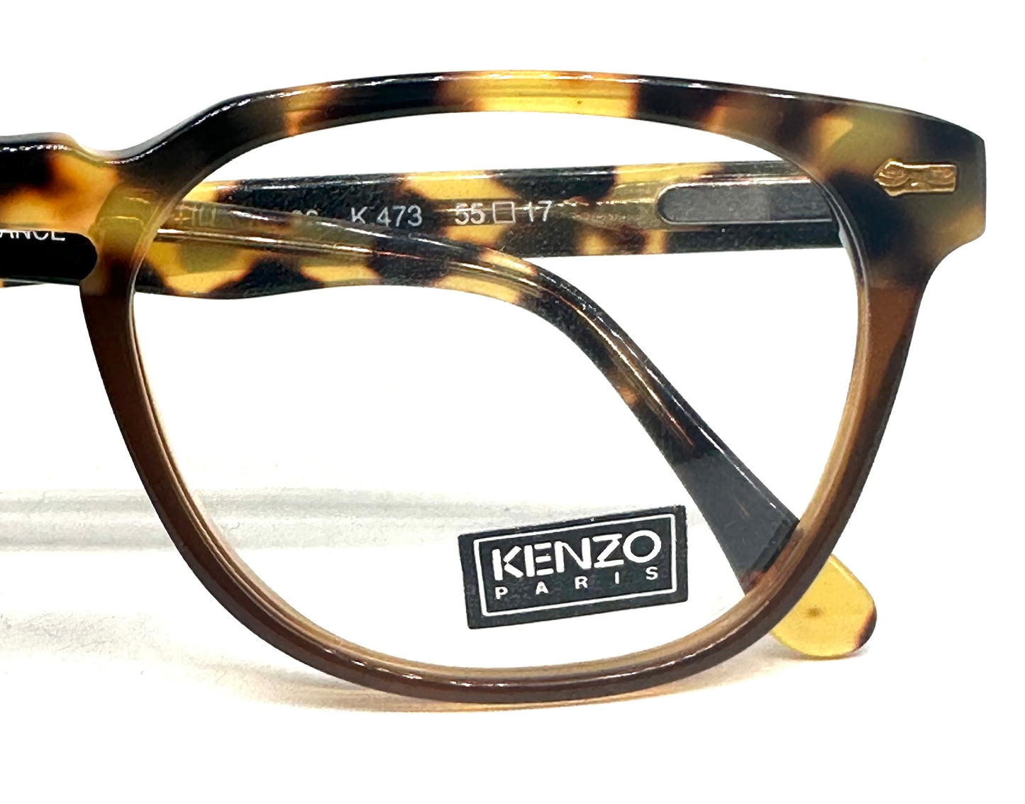 Occhiali da vista Kenzo K473 Sculpteur quadrati geek in bicolore tartaruga/violoncello marrone, NOS anni '80 Fatto a mano in Francia