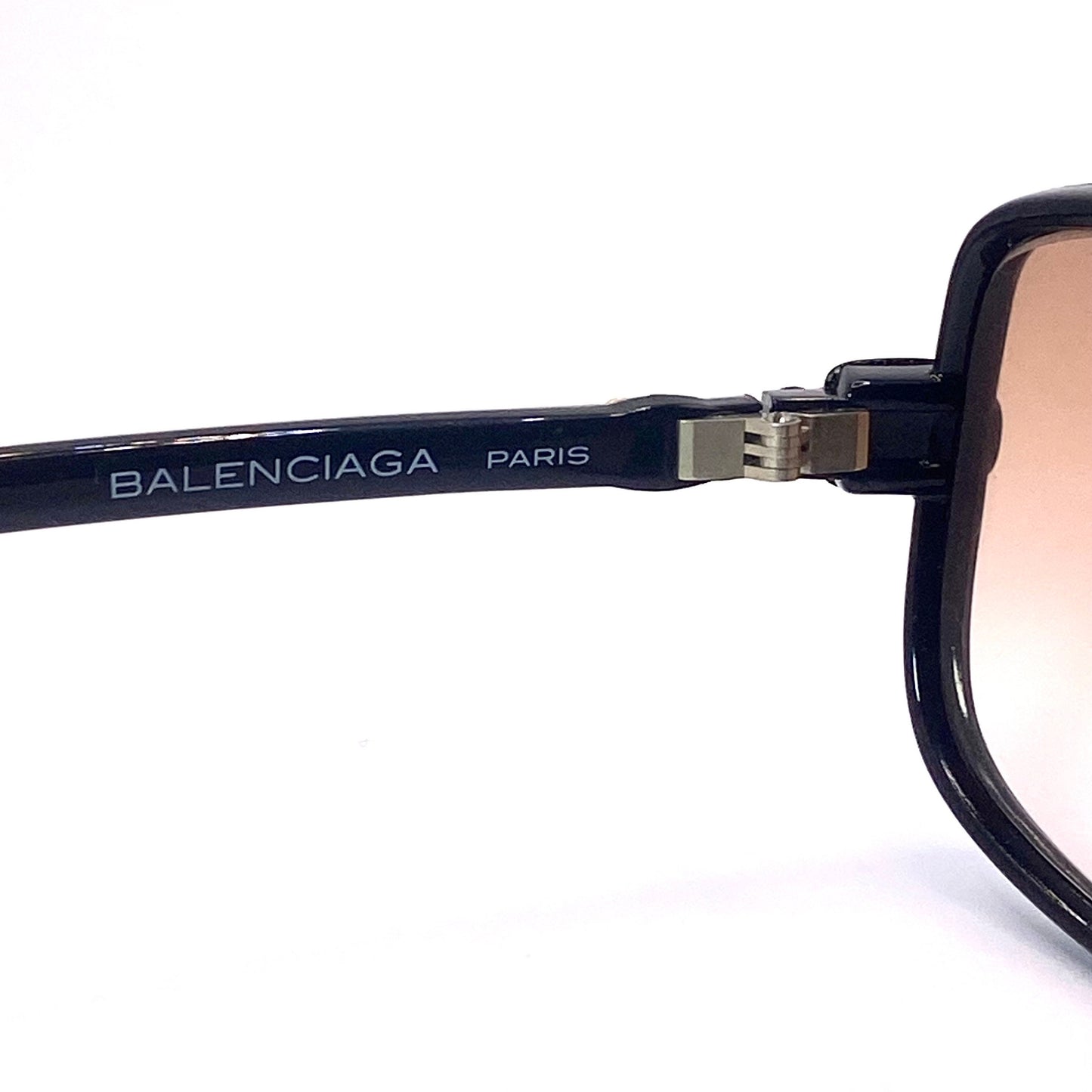 Balenciaga 2026 NR oversized black sunglasses with red carved stripes and golden logo, 80s Made in France