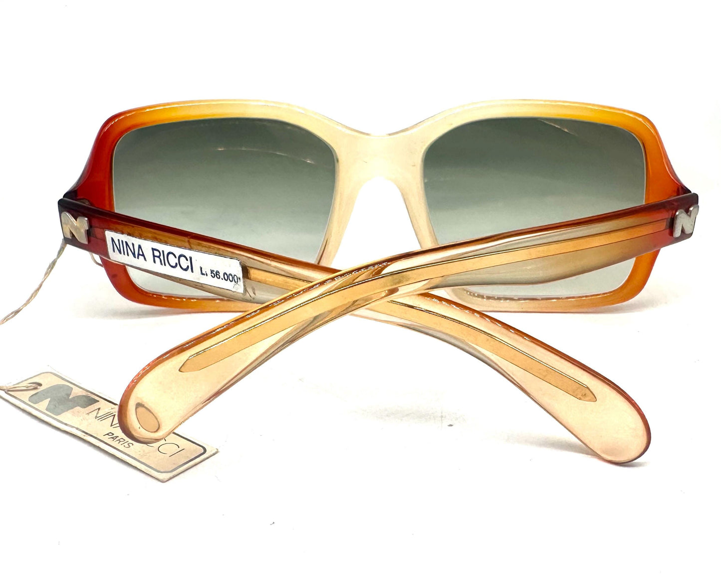 Nina Ricci Square oversized sunglasses orange translucent cello hand made in France  80s NOS