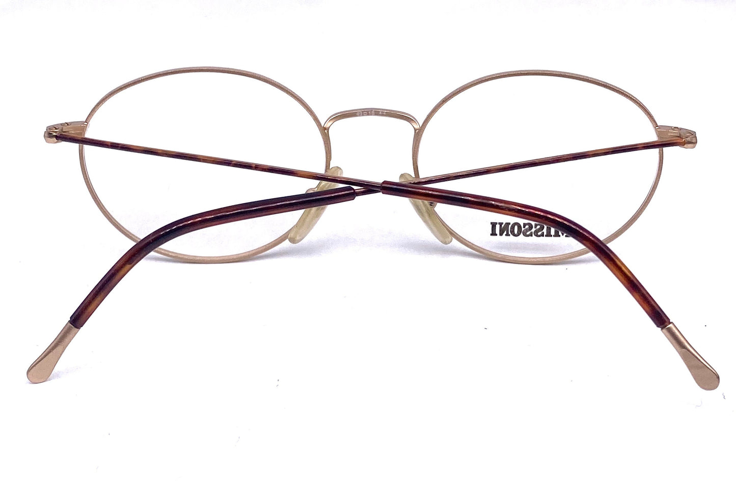 Missoni M370 minimal ultra light oval Matt gold eyeglasses w tortoise rims/temples, NOS 80s Italy
