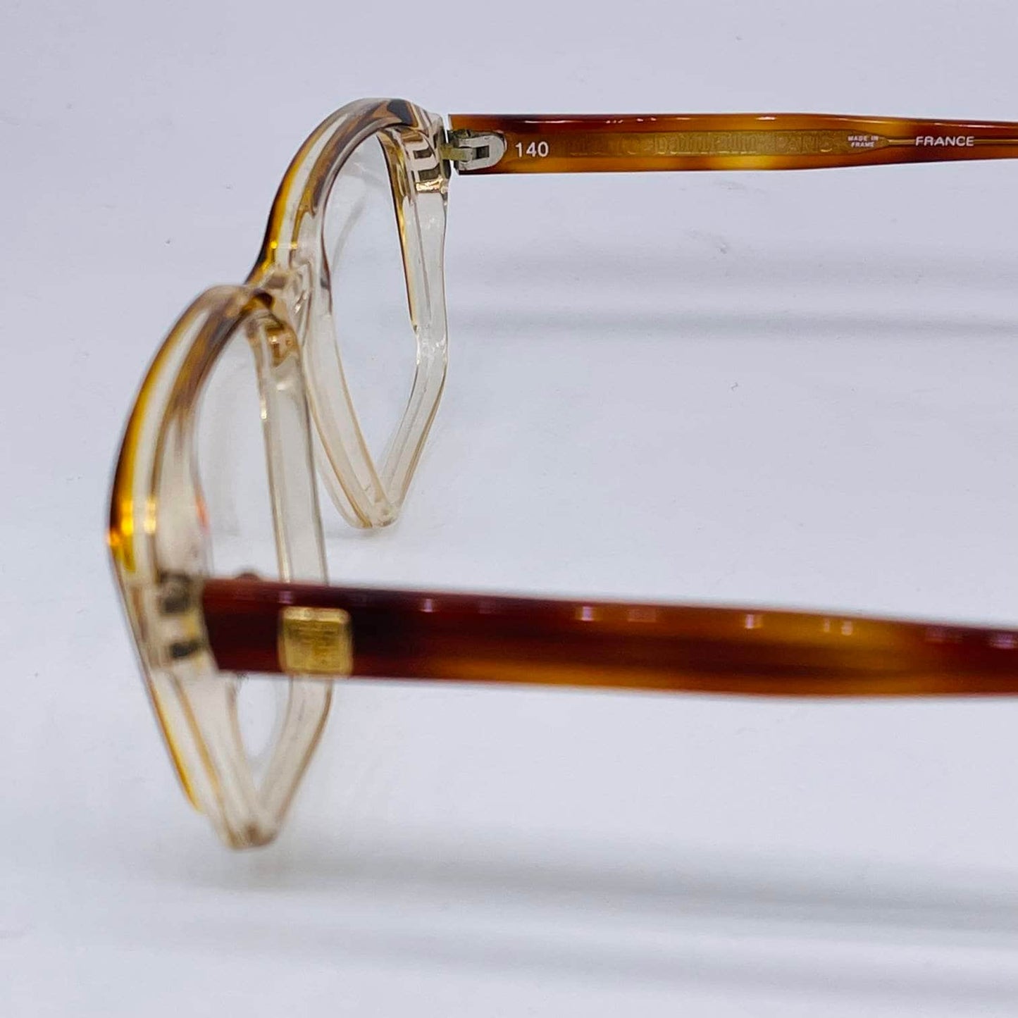 Pierre Balmain square bicolor clear - tortoise glasses frames hand Made in France, 80s NOS