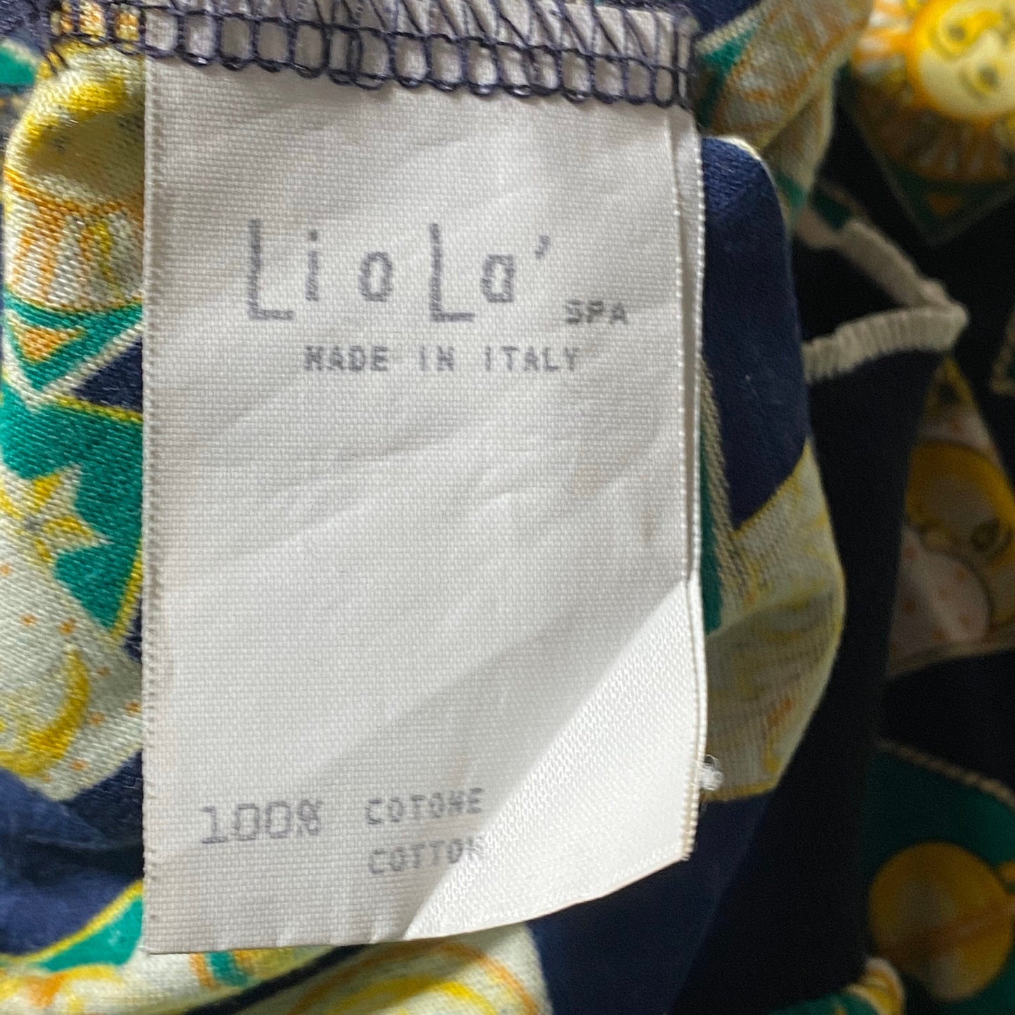 Liolà 2pcs polo/skirt set cotton dress with astology sun/moon/planets allover print, mint condition 80s Italy