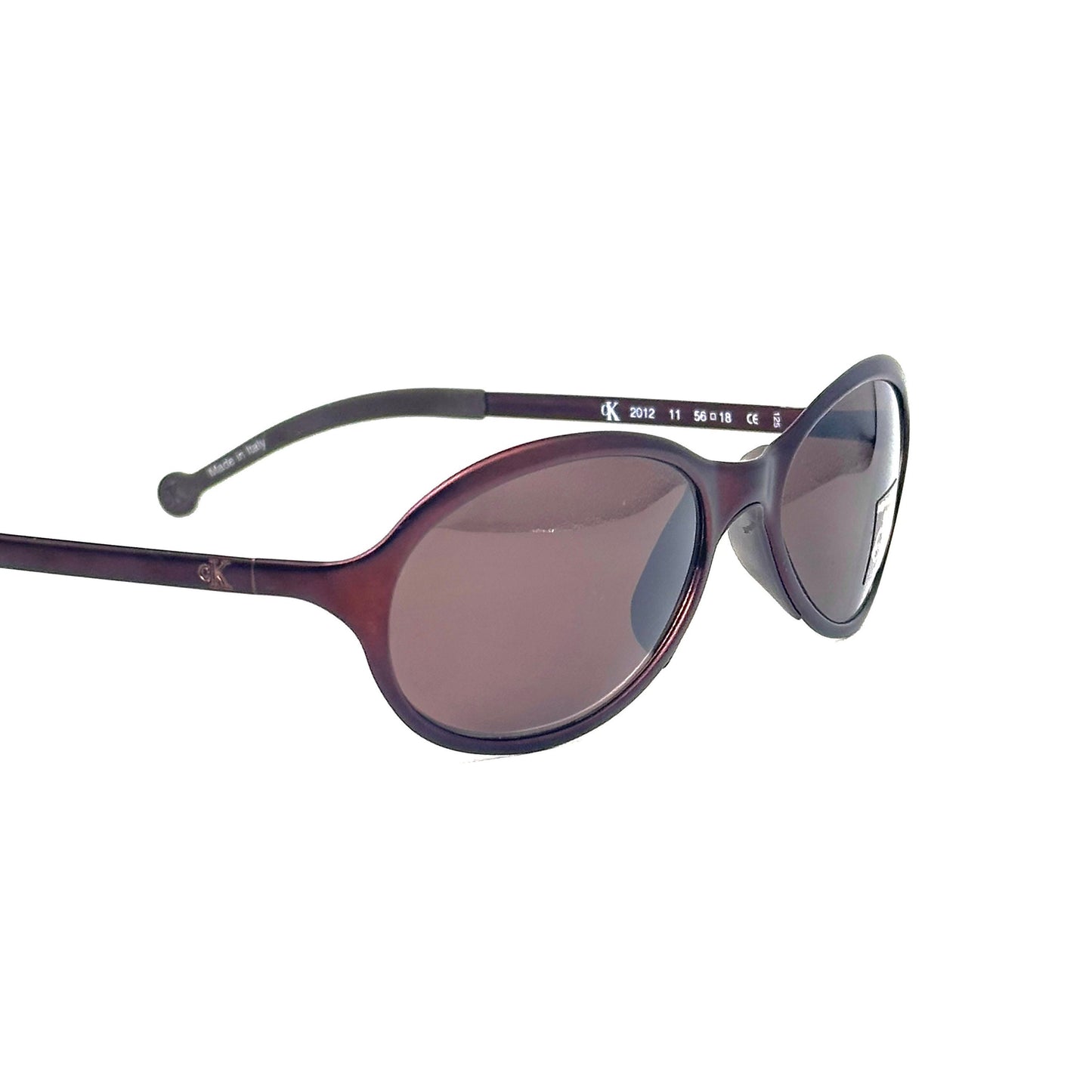 Calvin Klein 2012 modernist burgundy oval metal sunglasses made in Italy in the 90s, NOS