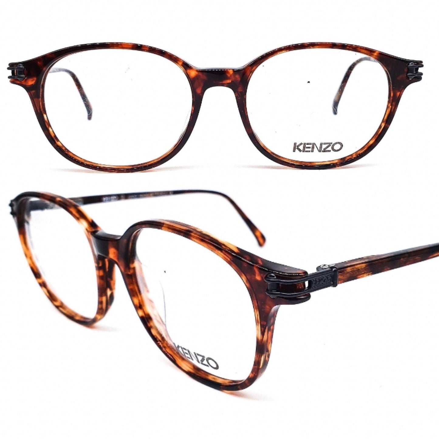 Kenzo k367 ENCKE pantos style brown tortoise acetate eyeglasses frames, 80s France