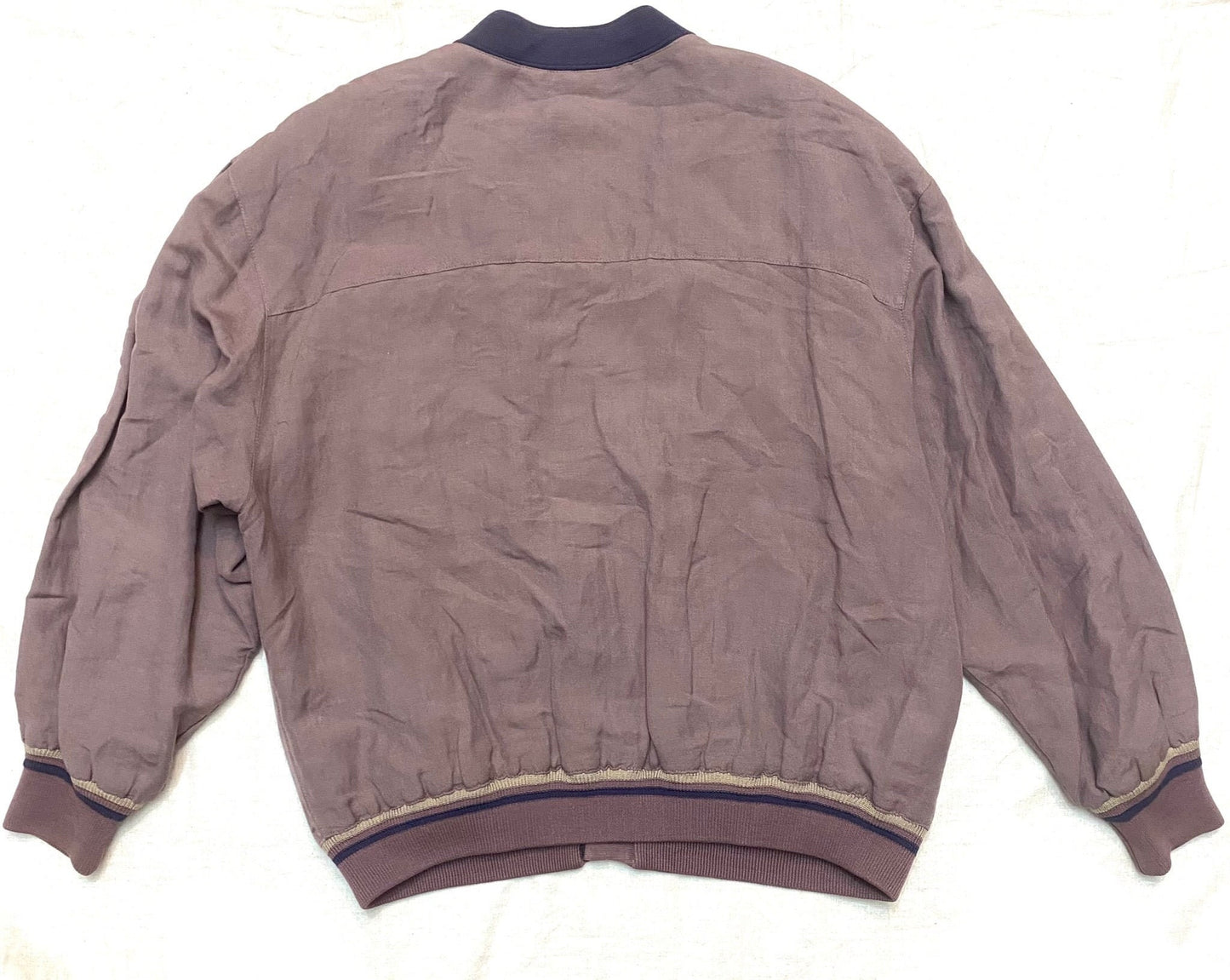 Torras pale purple bomber jacket in suede leather & linen canvas , 90s hand made in Spain, Mint