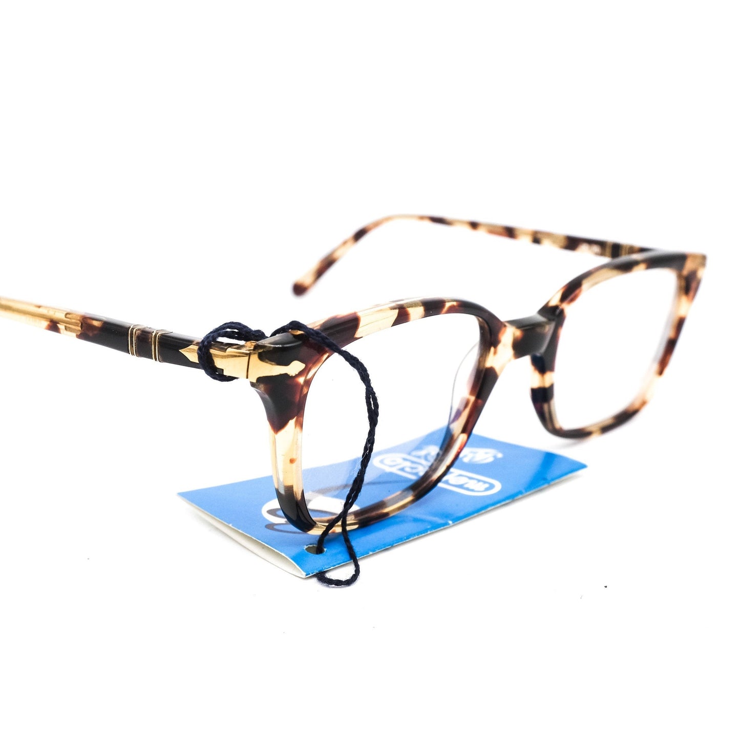 Persol Ratti classy Demi amber square geek eyeglasses frames, NOS 80s Italy