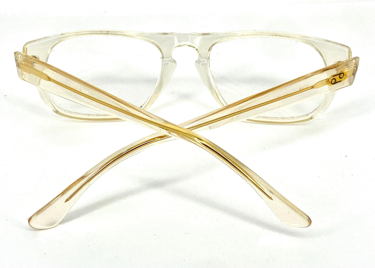Pierre Daniel 70s NOS clear acetate keyhole rectangle-drop glasses frames hand made in Italy, mint