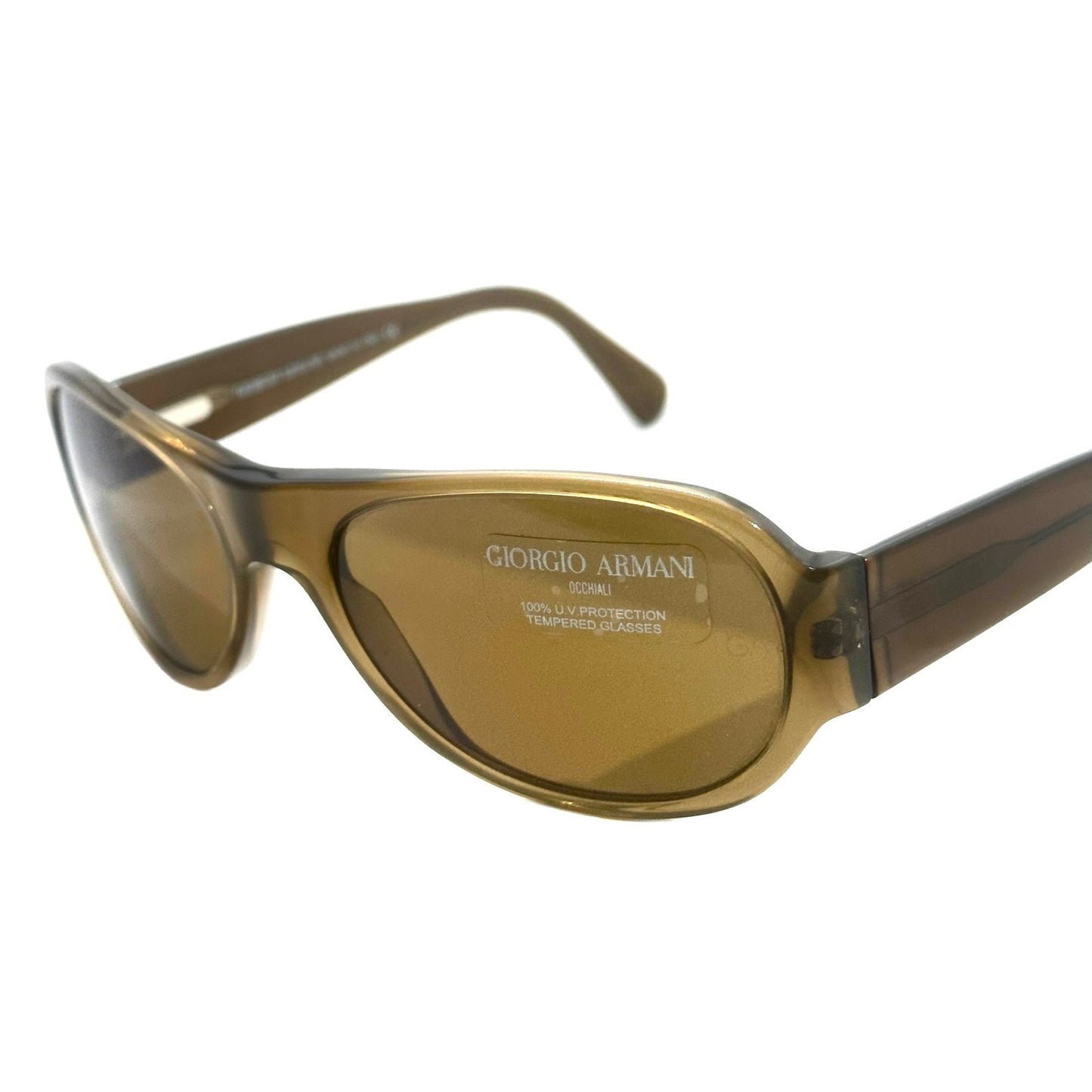 Giorgio Armani 2520 brown translucent aviator Sunglasses w crystal tempered lenses, NOS 80s