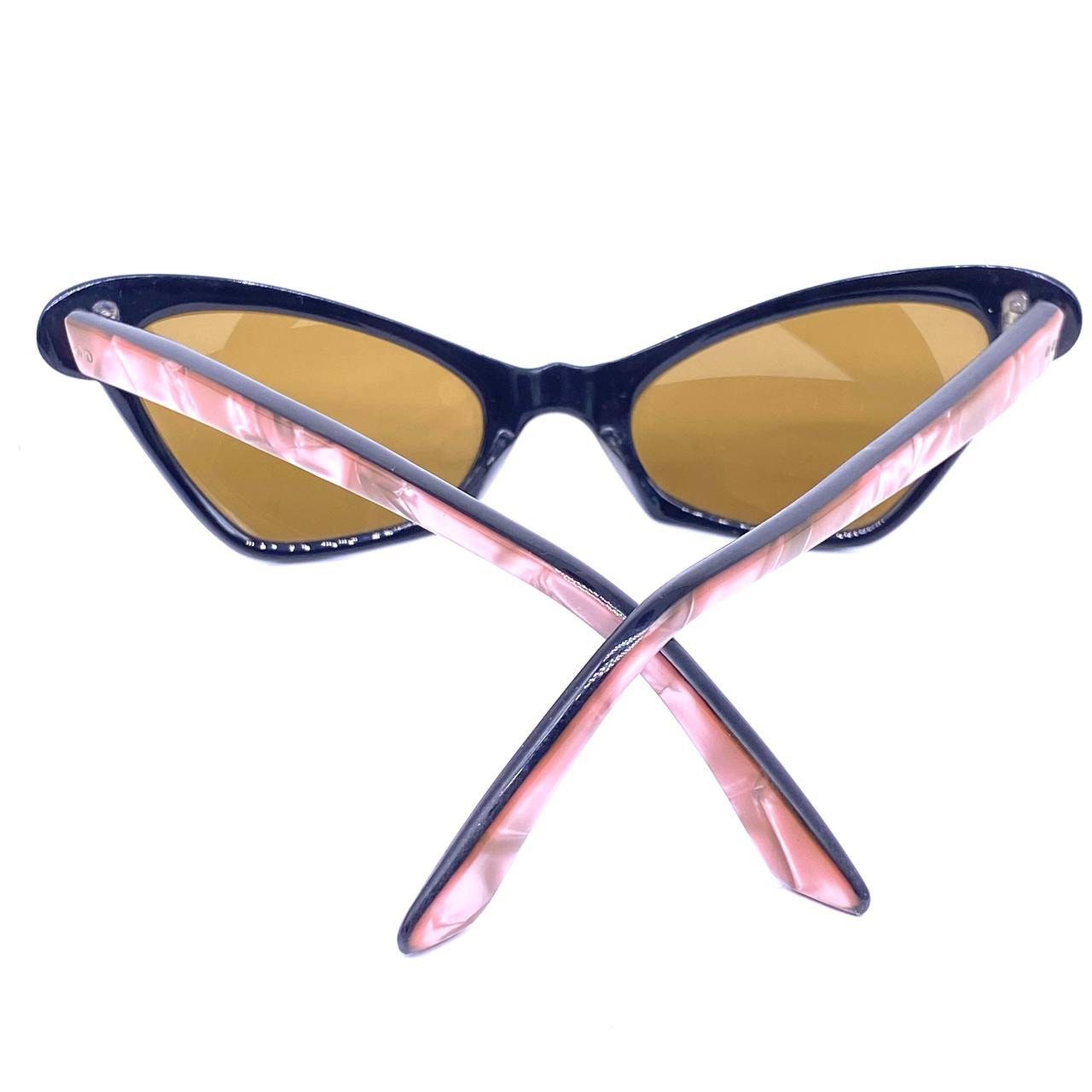 Errebi carette sunglasses,m collectible pink pearl - black multilayered cello, NOS 1950s Italy