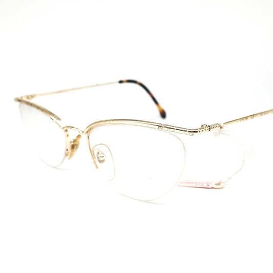 Anne Marie Perris X015 vintage lussuoso cateye dorato con spesse montature per occhiali browline placcate in oro 23k, nos anni '80 Italia
