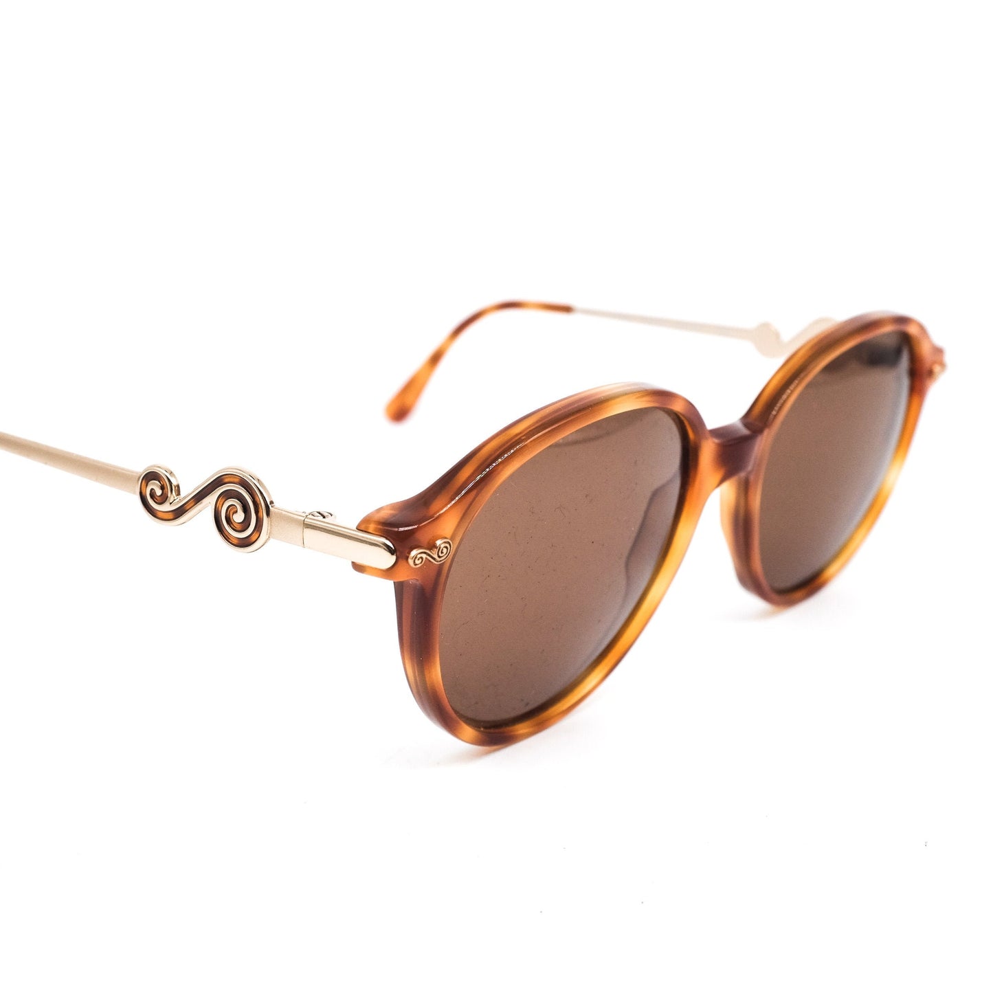 Byblos by110 vintage round pantos brown tortoise cello sunglasses, NOS 90s Italy