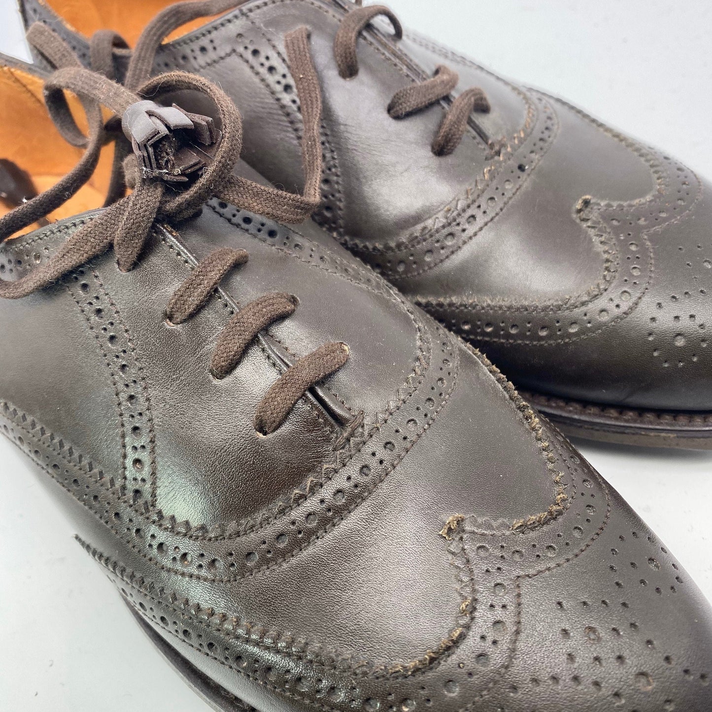 Grenson Royal Windsor dark brown NOS ladies brogue shoes, church style UK handmade leather