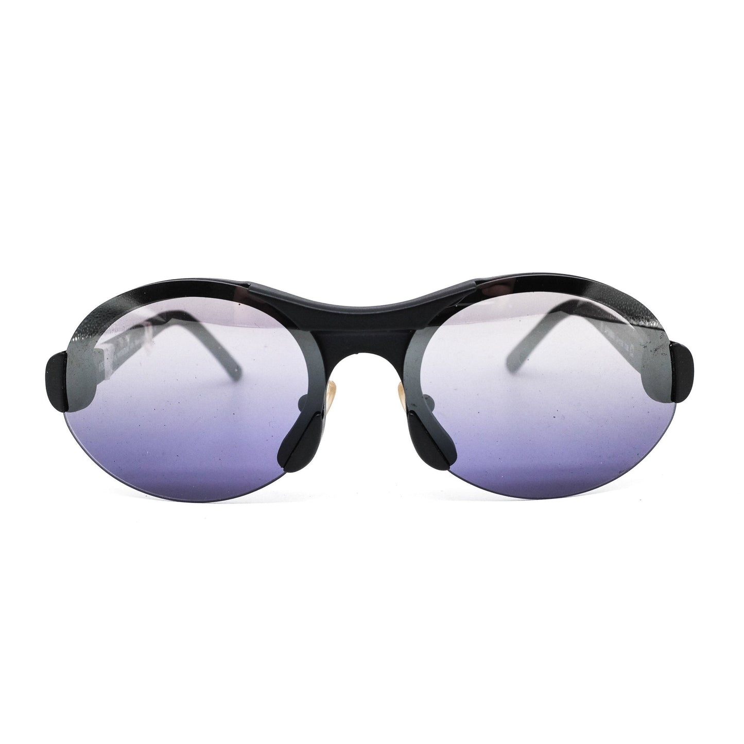 Gianfranco Ferre GF59608 classic black round sunglasses built in pure matt magnesium, 1980s NOS Italy