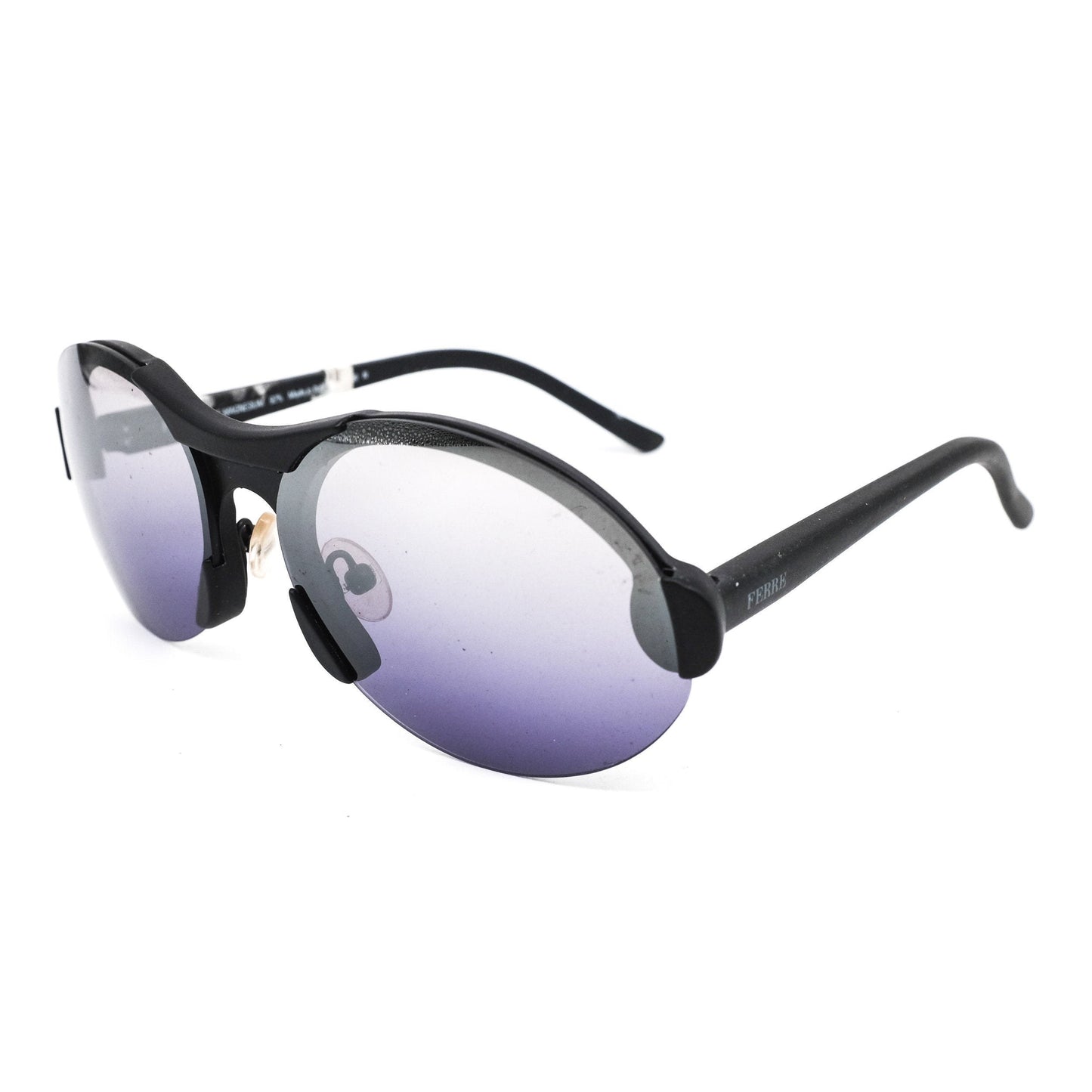 Gianfranco Ferre GF59608 classic black round sunglasses built in pure matt magnesium, 1980s NOS Italy