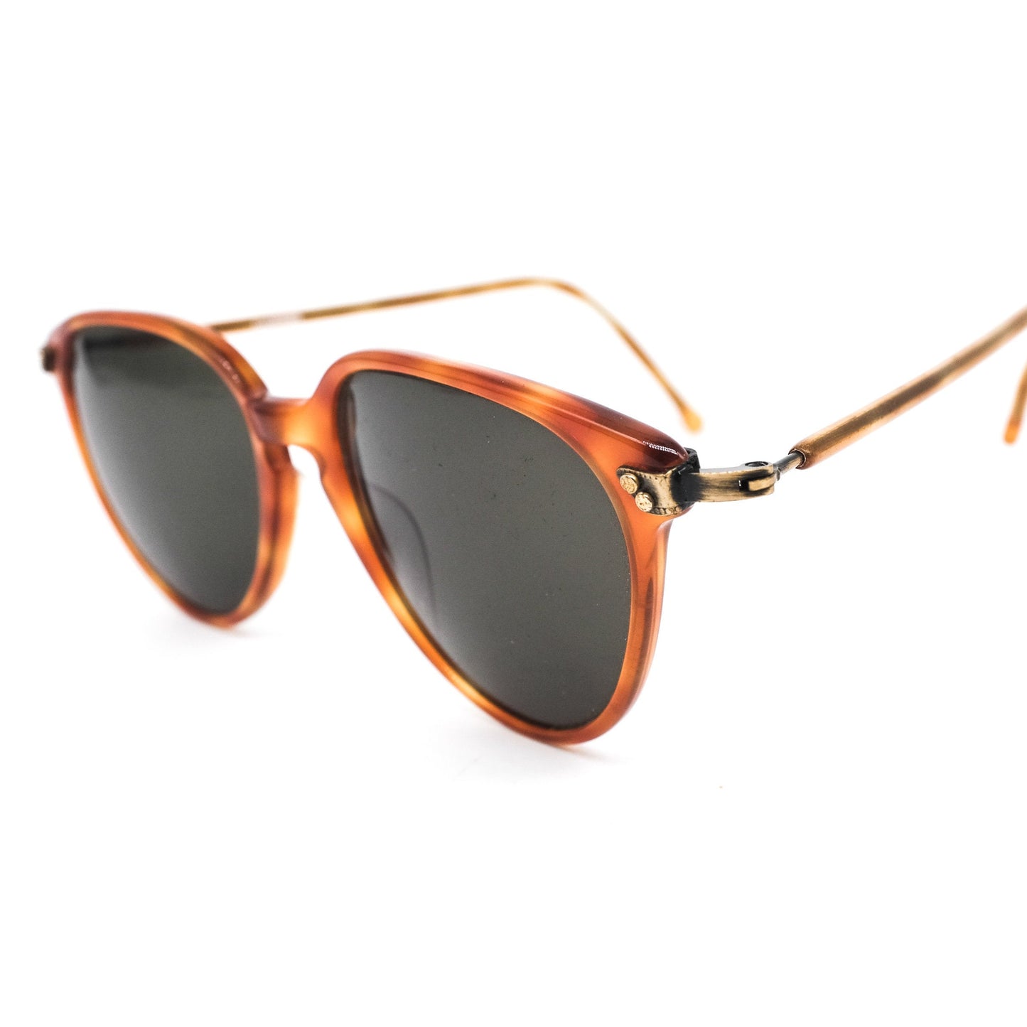 Tortoise celluloid keyhole sunglasses w beautiful retro design hand made in Italy , 1980s NOS. with 2 lenses colour options.