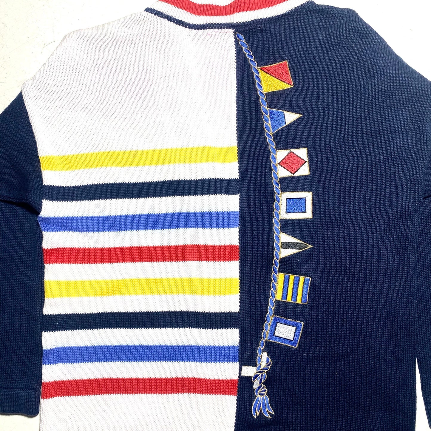Cardigan J C De Castelbajac in cotone, stile yachting con bandiere e nodi a vela, buone condizioni