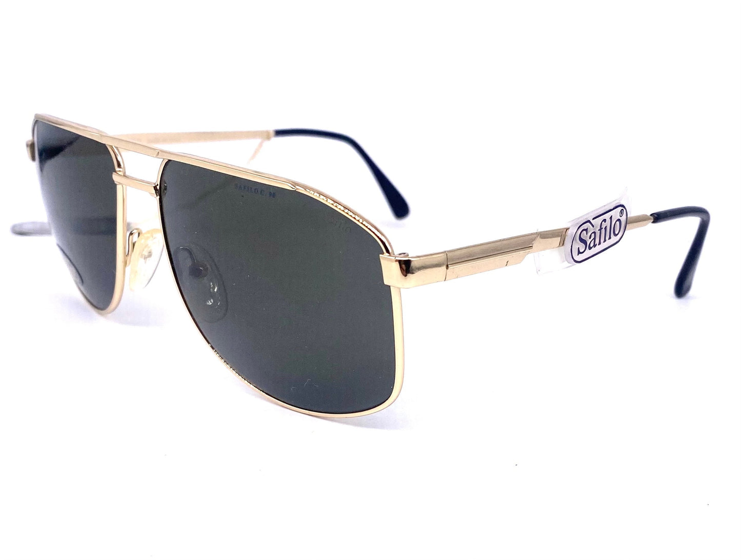 Safilo 7526 Sporting dbl bridge golden metal aviator sunglasses made in Italy, 1980s NOS