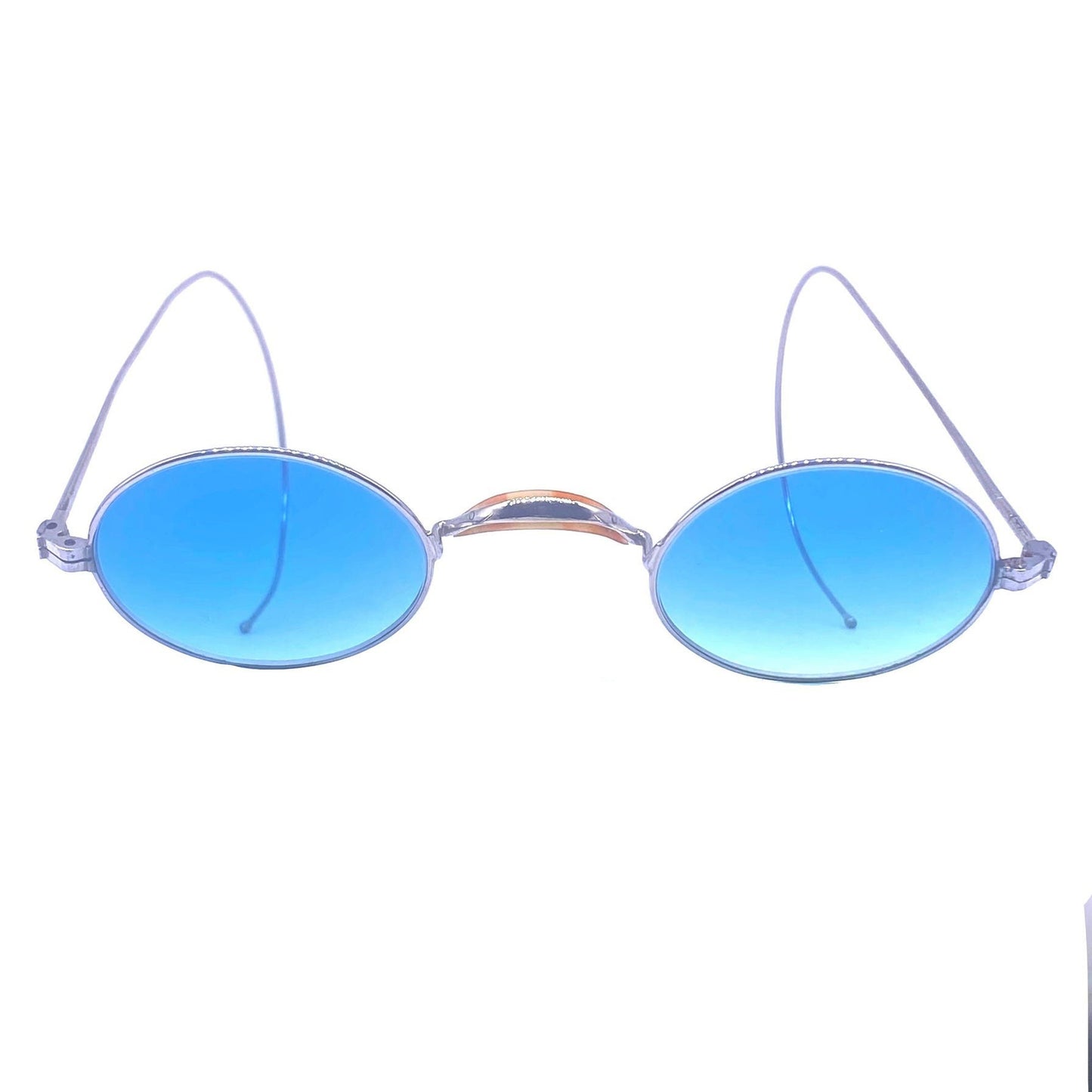 Antique late 19th century oval metal sunglasses, Victorian style, NOS 4 colors