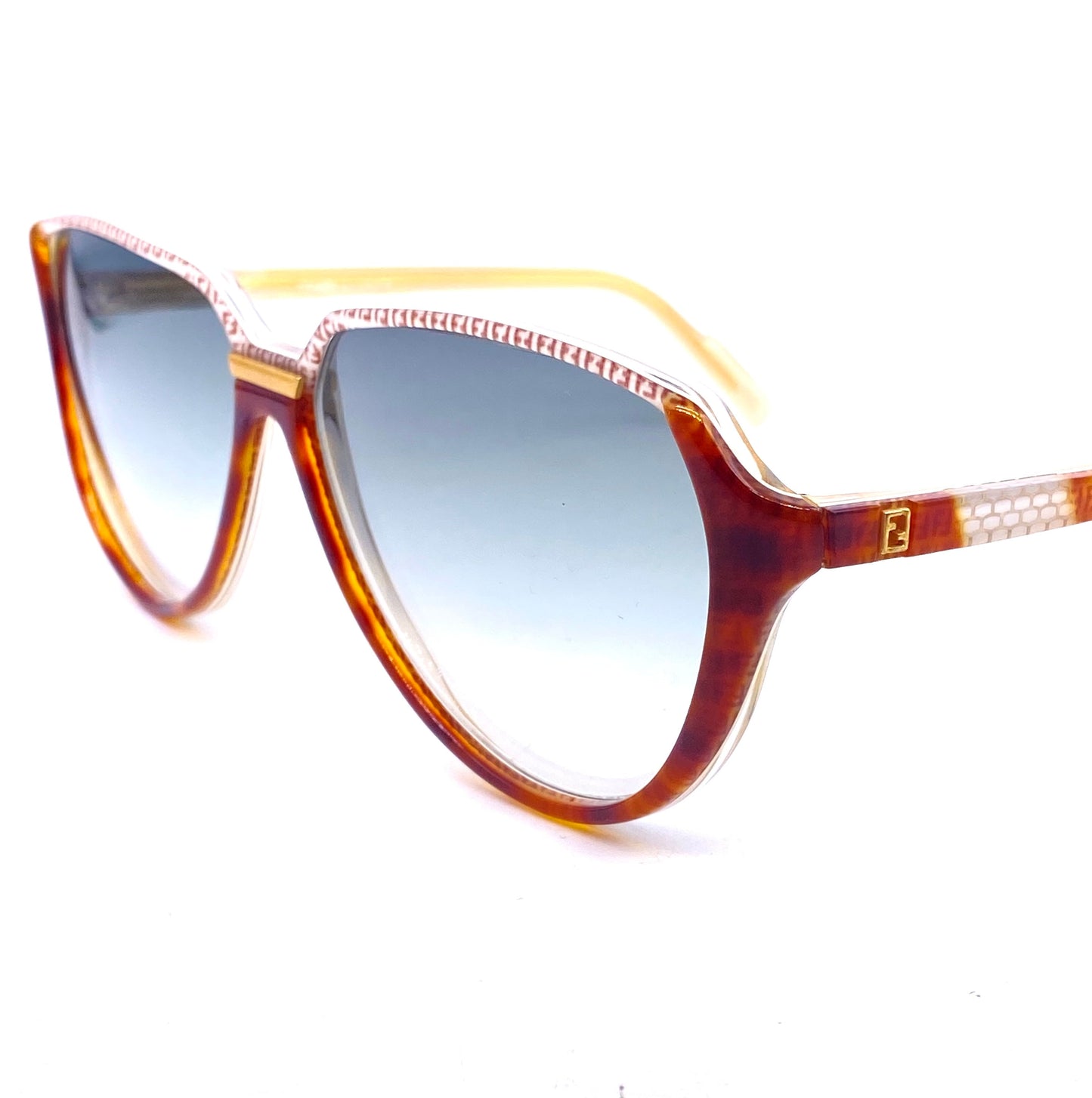 Fendi FV48 monogram drop shaped cello sunglasses made in Italy, 80s NOS