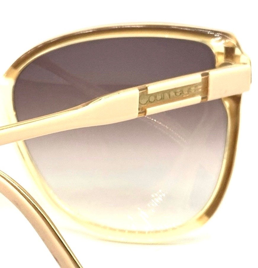 Courreges 8430 square oversized sunglasses in cream and gold color, 1970s NOS hand made in France