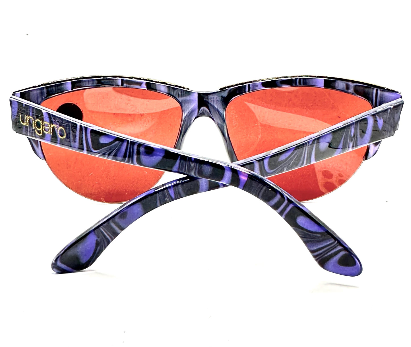 Ungaro Persol 502 purple-black cateye w gold brows & logo, NoS 80s hand made in Italy