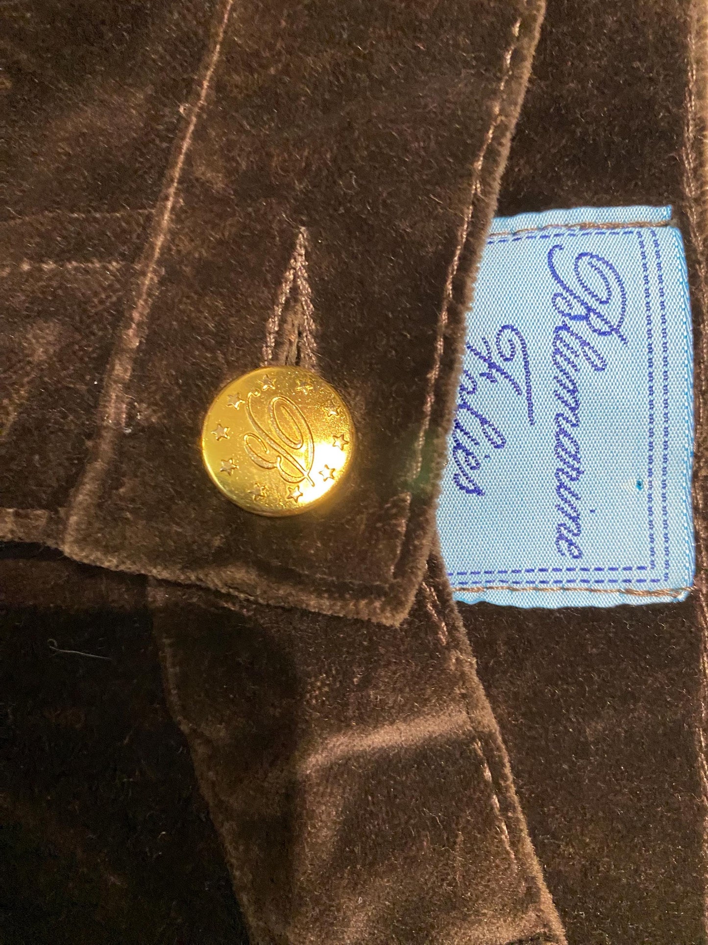 Blumarine Folies brown velour trouses w randomised colorful crystals, nos sz 46