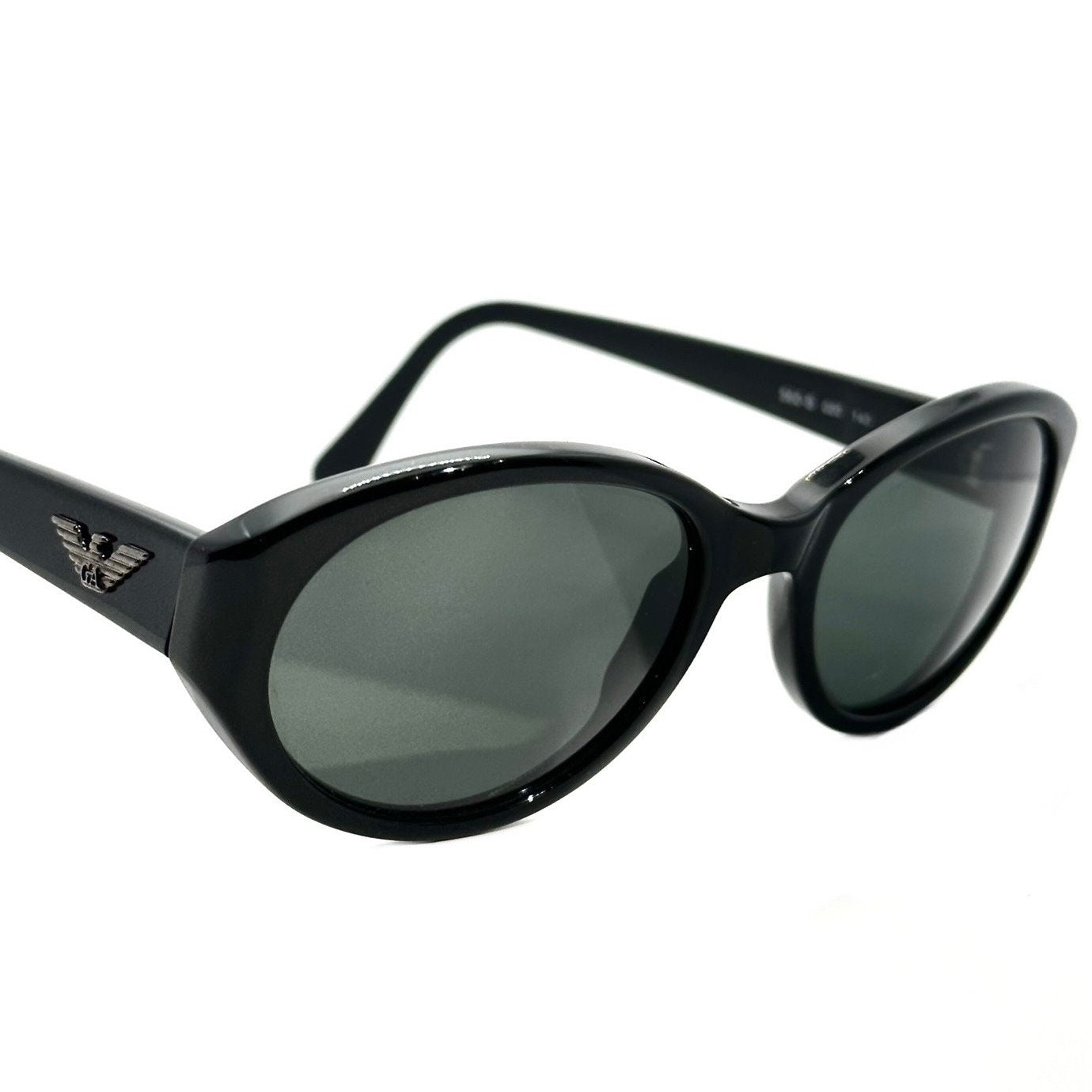 Emporio Armani 560-S oval sunglasses black with silver eagle logo minimal