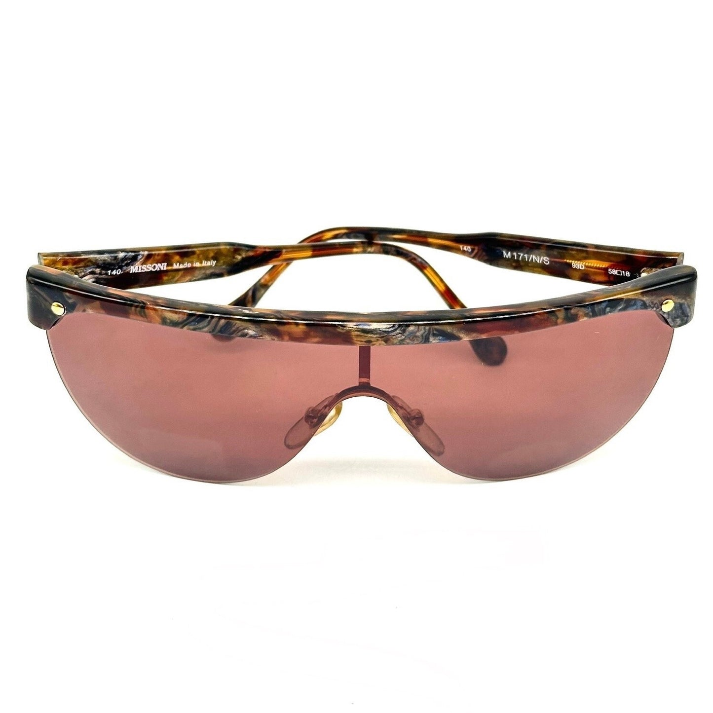 Missoni M171/S tortoise mask/ shield sunglasses w flat top browline, NOS 90s mint