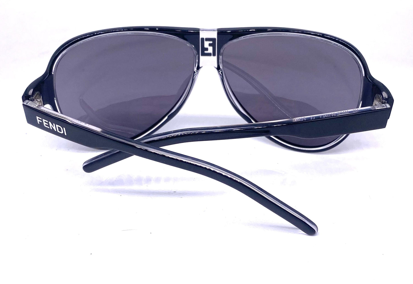 Fendi FS101 black/clear cello aviator sunglasses w embossed logo, NOS 90s