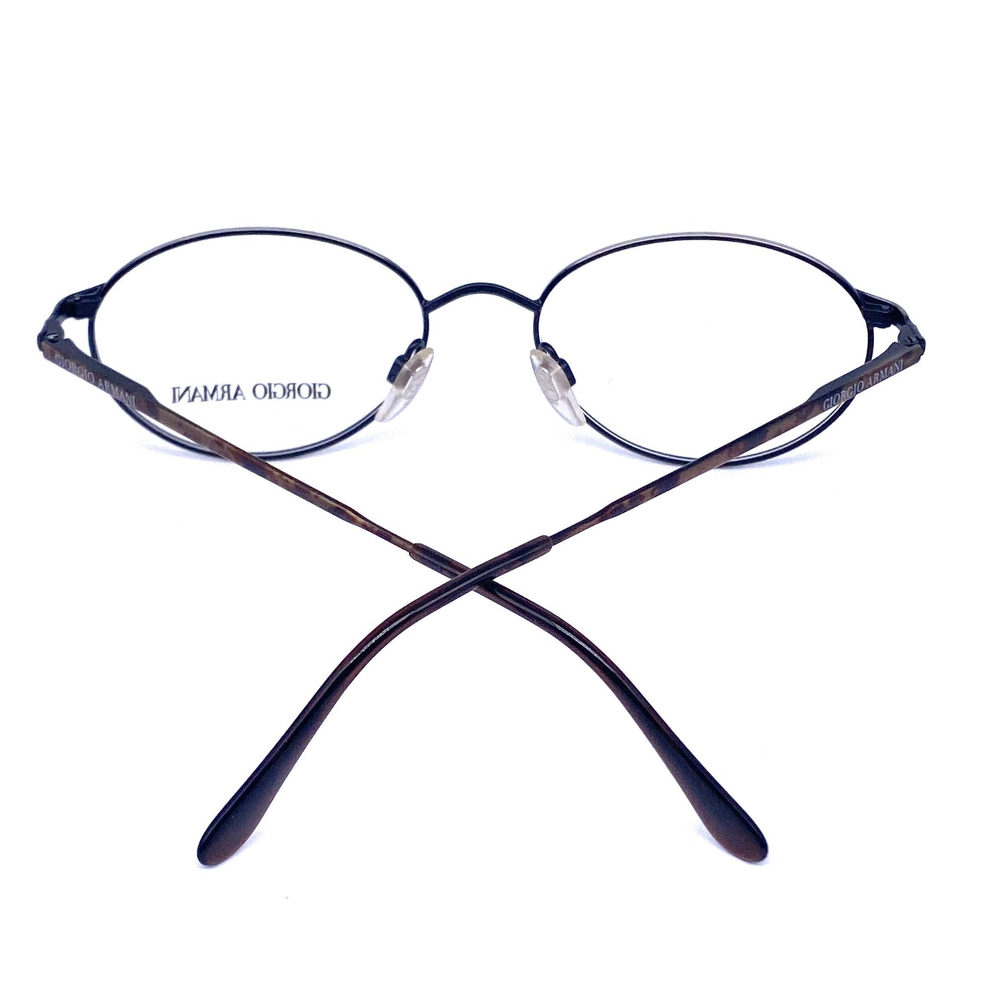 Giorgio Armani 237 minimalist oval tortoise gunmetal frames, NOS 80s Italy