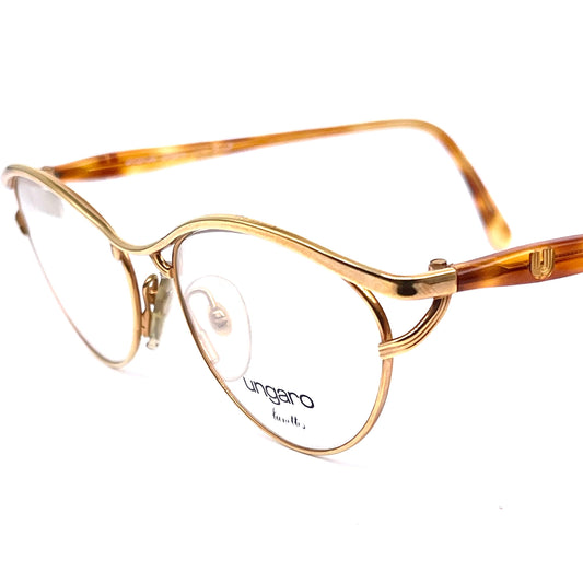 Persol Ungaro U576 golden cateye glasses w tortoise temples, hand made in Italy 80s NOS