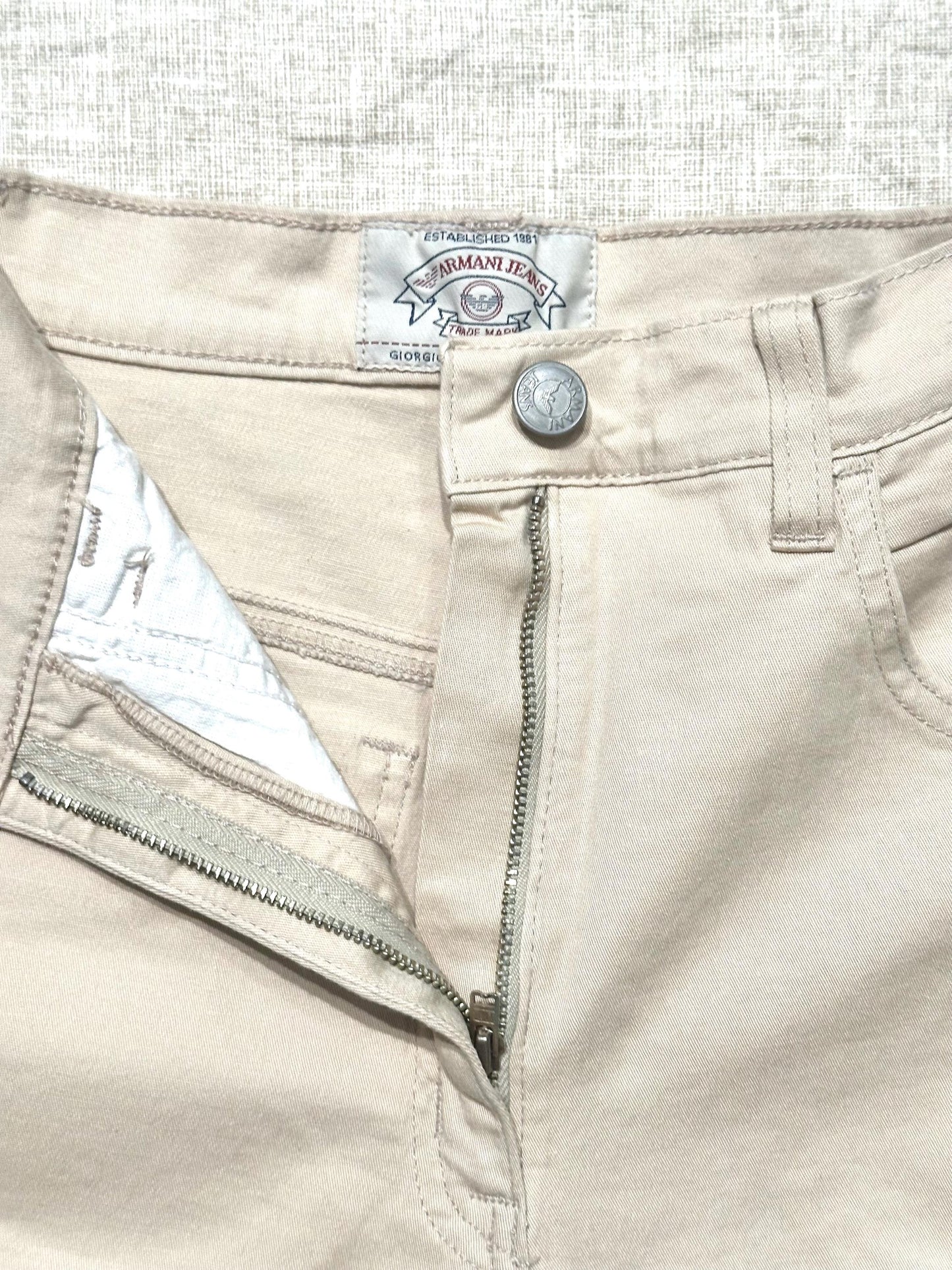 Armani Jeans Sand Beige Cotton SS Pant size 27 NWT 90s