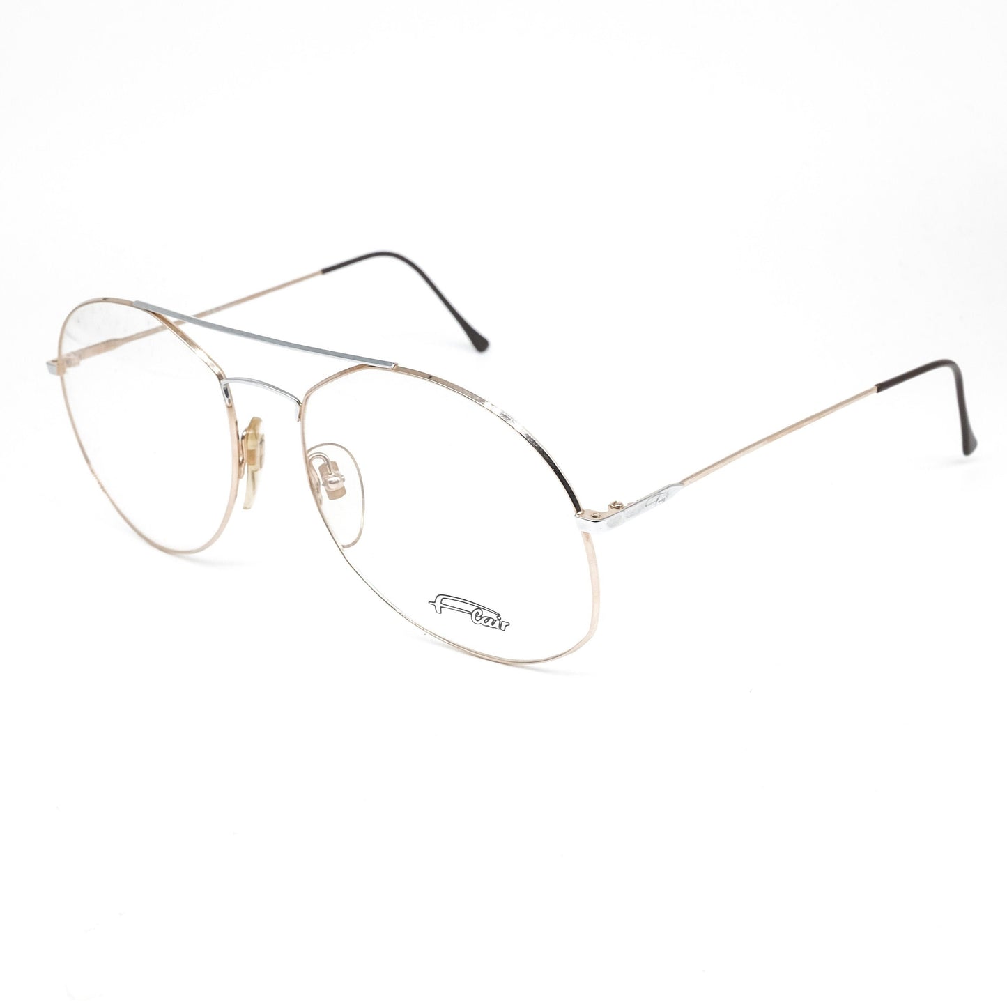 Flair gold-silver round aviator style eyeglasses  ultra-light titanium frame, 80s NOS